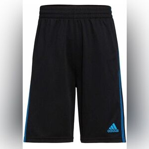 ADIDAS Boys Shorts- Black with blue stripes- Size Large 14/16